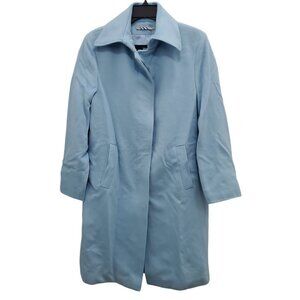Burberry Balderton Woman's Dusky Blue 100%‎ Wool Long Button Up Coat Plus US 14